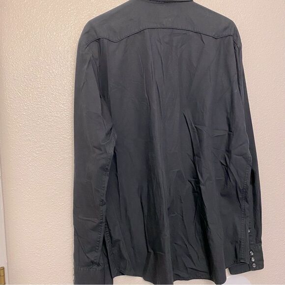 Express Pearl Snap Button Down Western Style Long Sleeve dress Shirt black L - Picture 2 of 8
